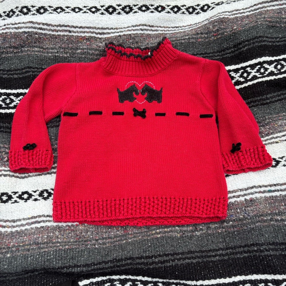 VTG SECOND STEP RED SCOTTIE DOG BOW SWEATER SIZE 18 MONTHS